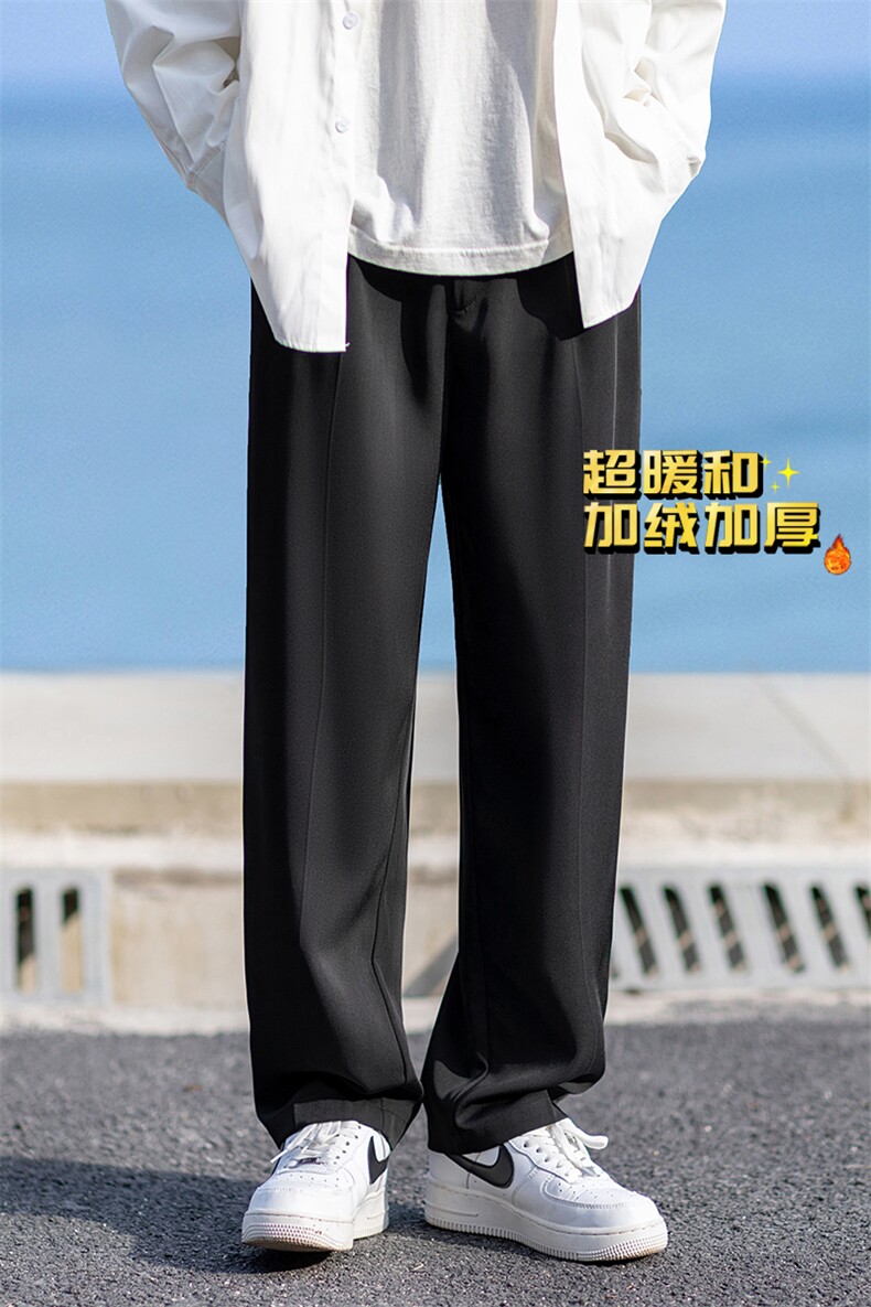 HD1450-TP55控价78加绒休闲裤港风2023垂感西裤直筒休闲长裤男,男装休闲裤,电商A102-1