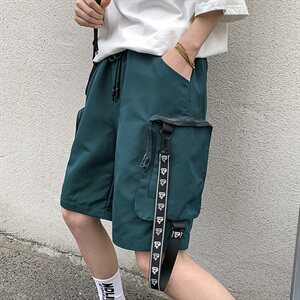 【】A003-HK7175-P55夏装新款拉链飘带休闲短裤 女模图片