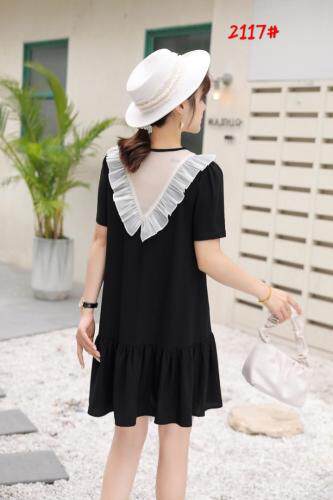 Ｖ领荷叶边连衣裙，女装连衣裙，罗兰春天