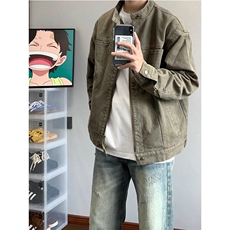 美式复古水洗帆布纯棉工装夹克宽松休闲潮流百搭拉链外套JK88690，男装夹克，星座1116A（原606A-3）