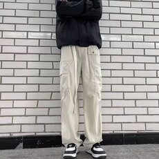 工装裤男港风潮流大口袋个性2024秋冬季新款ins宽松长裤K4726-P46，男装休闲裤，星座412-2