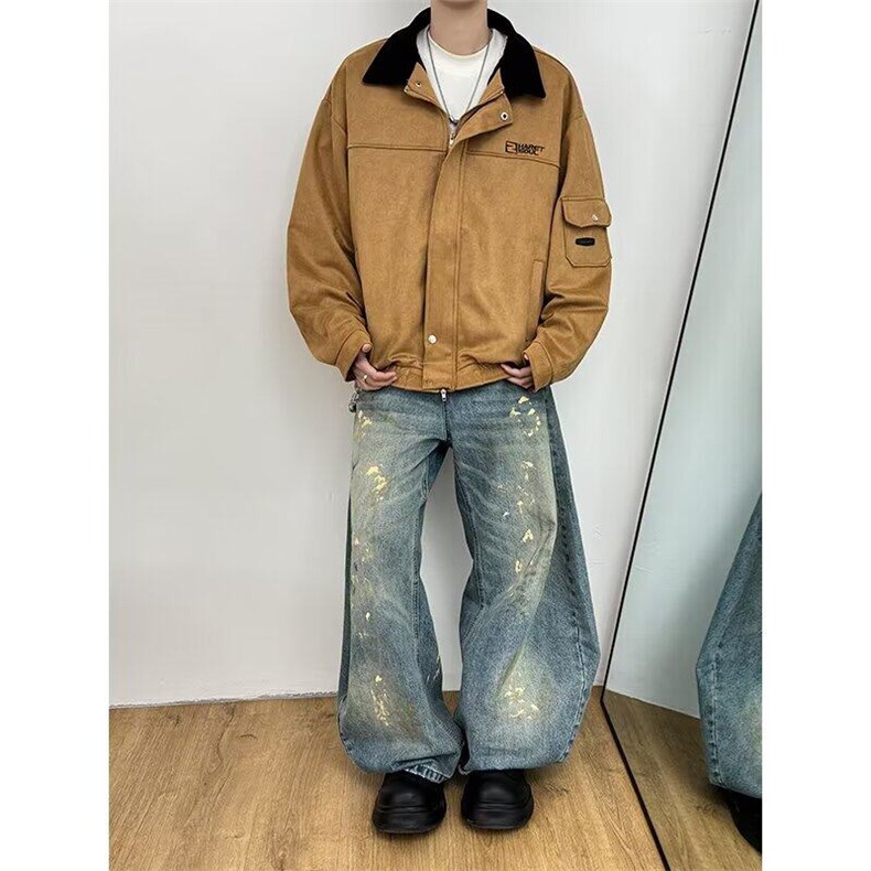 翻领工装夹克男秋季美式复古外套设计感宽松上衣1008-LJ2399-P73,男装夹克,星座1008