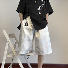 抖音品质夏季新款缎面新中式风宽松短裤B315-K24066-特p30控58，男装牛仔裤，电商B315