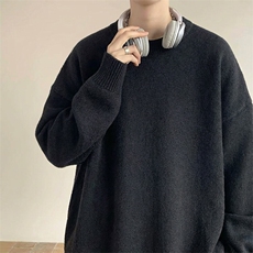 重磅秋冬男女纯色打底针织衫圆领套头半高领毛衣美式复古休闲上衣，男装T恤，电商A486