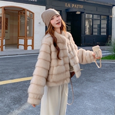 现货210-7702-P185-K268水貂立领皮毛一体外套女士，女装羊羔毛/颗粒绒，浙宝210（原浙宝191）