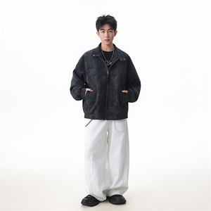 包现货-搞品质供抖音得物纯色秋装纯色皮衣外套218-7-PY25-特P75图片
