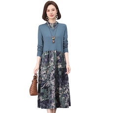 休闲连衣裙女秋季韩系宽松显瘦遮肉直筒裙子学院风盐系胖mm裙，女装连衣裙，江忆布依