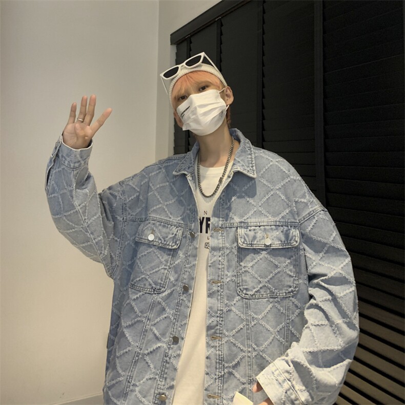 复古牛仔夹克美式oversize外套男宽松秋潮牌情侣装JK02066-P68,男装夹克,星座308B-2