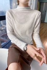 时尚半高领打底衫女气质优雅高级感修身显瘦长袖针织衫，女装针织衫/毛衣，绒宛羊绒