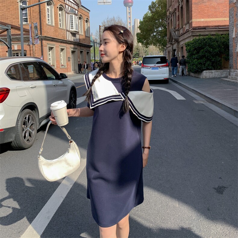 【香】韩系气质百搭直筒短袖连衣裙2025春季商场专柜七号铺女装,商品下架区,帛香坊