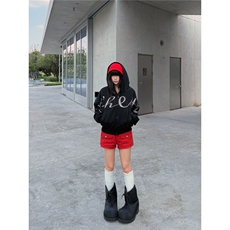 美式字母高级感连帽卫衣女秋冬新款宽松慵懒风oversize外套上衣女，女装短外套，星座1210-1