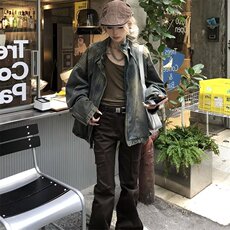 现货水洗解构垫肩牛仔外套男女款黄泥复古重磅夹克网图JK2293-P80，男装工装外套，星座302B-3