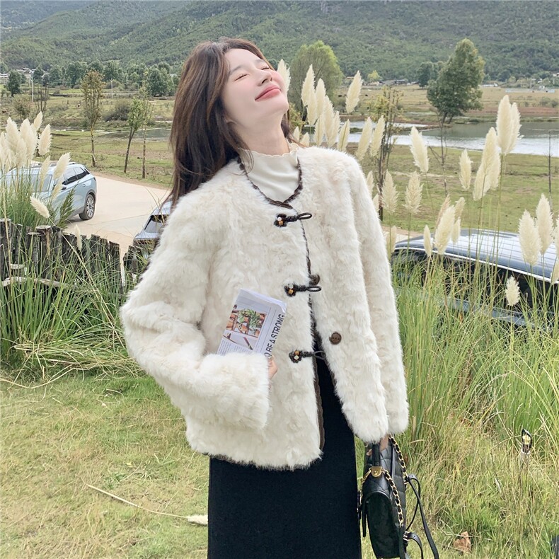 皮毛一体仿貂绒皮草外套女2025新款洋气秋冬季毛毛短款小香风,女装皮草,2C218