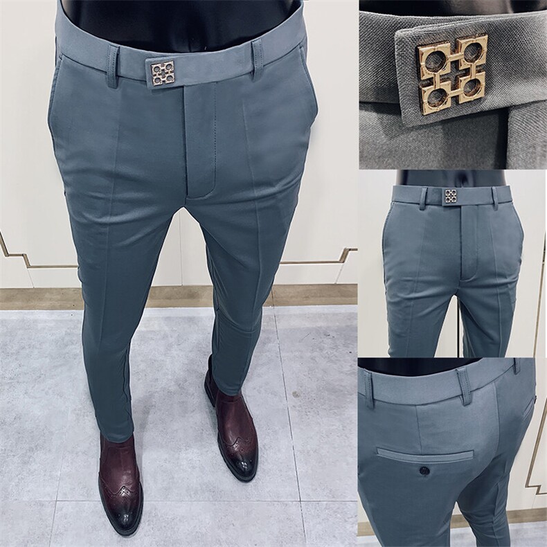 春季西裤男修身直筒高级感商务休闲裤男士裤长裤6180九分618—P55图片