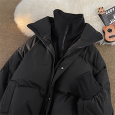 F100-P115假两件立领短款棉服外套男冬季加厚面包服保暖黑色棉衣，男装棉衣，星座512-6