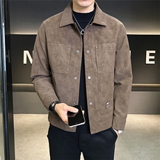 春季2026新款男士外套翻领高端麂皮夹克上衣服A313-5889-P145，男装夹克，电商A313