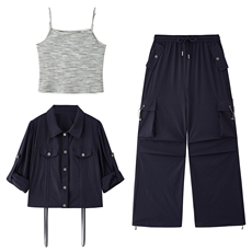 2025秋装新款时尚工装范儿三件套，女装套装/套裙，依路服饰