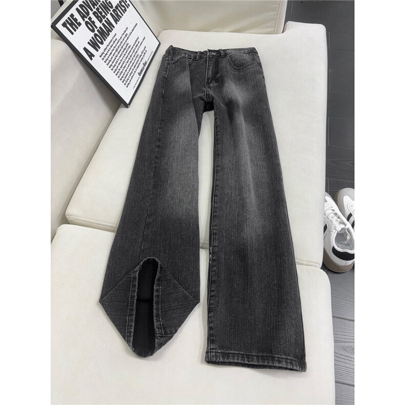 B221美式ins高街暗黑宽松微喇竹节纹牛仔裤LK25586-特P45控78图片