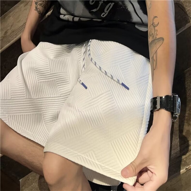 肌理感休闲短裤男夏季美式潮牌运动裤宽松抽绳五分中裤K4250-P28,男装休闲裤,星座412-3
