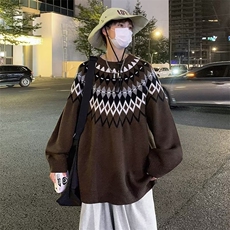 秋冬季ins高街菱格提花针织衫美式街头毛衣情侣宽松外套M704-P40，男装针织衫/毛衣，星座512-2