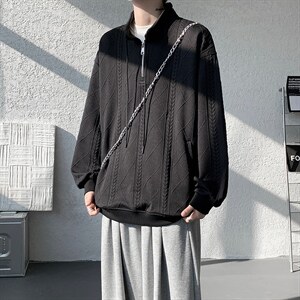 卫衣男春季新款港风宽松提花大码长袖T套头上衣WY9975-特P42图片