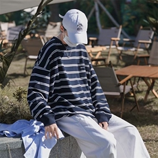 现货日系cityboy条纹卫衣男秋季长袖圆领套头t恤上衣T1357-P24，男装卫衣，星座512-2