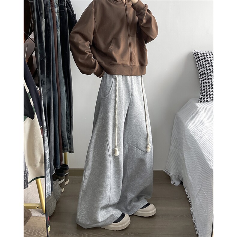 港风秋冬款男裤20克美棉斜弯刀直筒长裤长腰带h59P50,男装休闲裤,星座1013-1