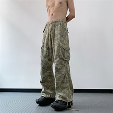 日系工装裤男高街潮牌秋季ins欧美嘻哈运动休闲裤机能风裤子，男装休闲裤，星座716-3
