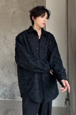 秋季高质量高街男大纯色磨边男款衬衫A071-C123-P65，男装衬衫，电商A071