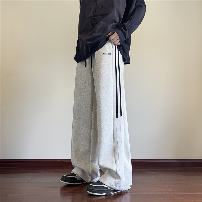 抖音品质秋季新款条纹设计宽松休闲卫裤B315-K24282-特p40控78,男装休闲裤,电商B315