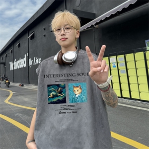 麂皮绒背心坎肩男T恤美式港风潮JB454-特P19控38图片