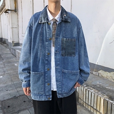 秋冬港风休闲街头运动风口袋班服牛仔衣夹克外套男装W1377-P58，男装夹克，星座512-2