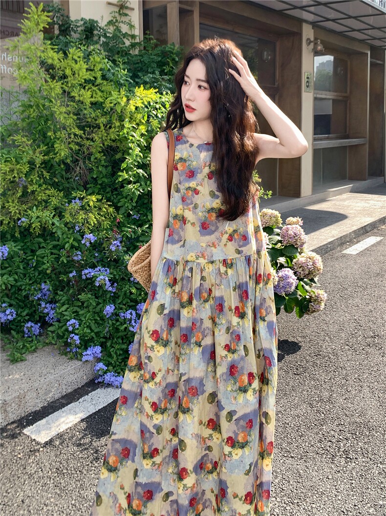 碎花夏季印花南法花朵显瘦连衣裙气质裙子甜美宽松碎花显瘦气质图片