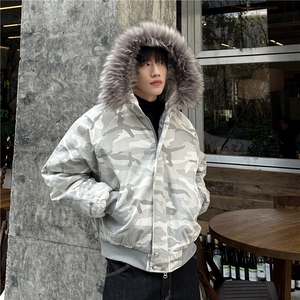 图 迷彩加绒加厚棉衣外套男冬季重磅连帽棉服图片