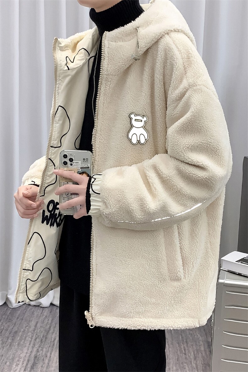 冬季青少年羊羔绒加厚棉衣印花两面穿外套男女8830-P115控价138,男装棉衣,电商A441-1