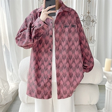 秋款时尚灯芯绒印花肌理感男士长袖衬衫情侣休闲衬衣CS613-特P40，男装衬衫，电商A006