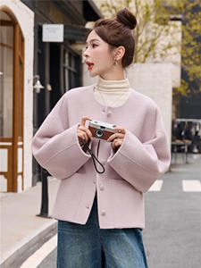 双面绒大衣短款女图片