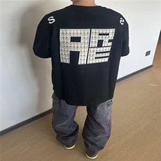新款美式高街复古字母刺绣短袖t恤夏季宽松情侣半袖上衣TDC006，男装T恤，星座1116A（原606A-3）