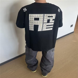 新款美式高街复古字母刺绣短袖t恤夏季宽松情侣半袖上衣 TDC006图片