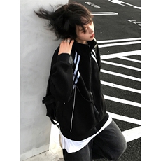 抖音得物高品质二开26春装美式重磅织带撞色立领卫衣开衫外套W70，女装短外套，电商A486-1