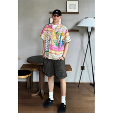 度假衬衫夏威夷短袖花衬衫男凉感复古油画宽松衬衣外套CH302，男装衬衫，星座1116A（原606A-3）