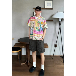 度假衬衫夏威夷短袖花衬衫男凉感复古油画宽松衬衣外套 CH302图片