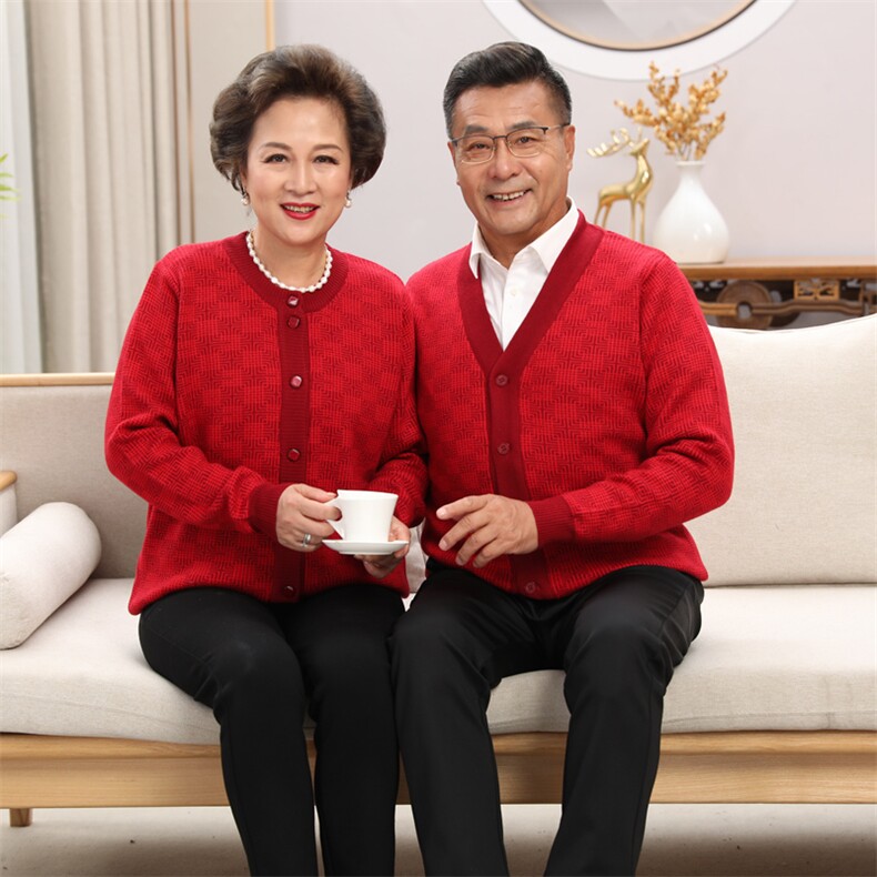 2025年秋季中老年装方块情侣时尚百搭通勤休闲简约外套,女装羊毛衫,亚东羊绒制品