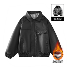 秋冬数据新款双面穿格子皮棉衣美式翻领百搭休闲棉服MF1088P110，男装皮衣，电商A128