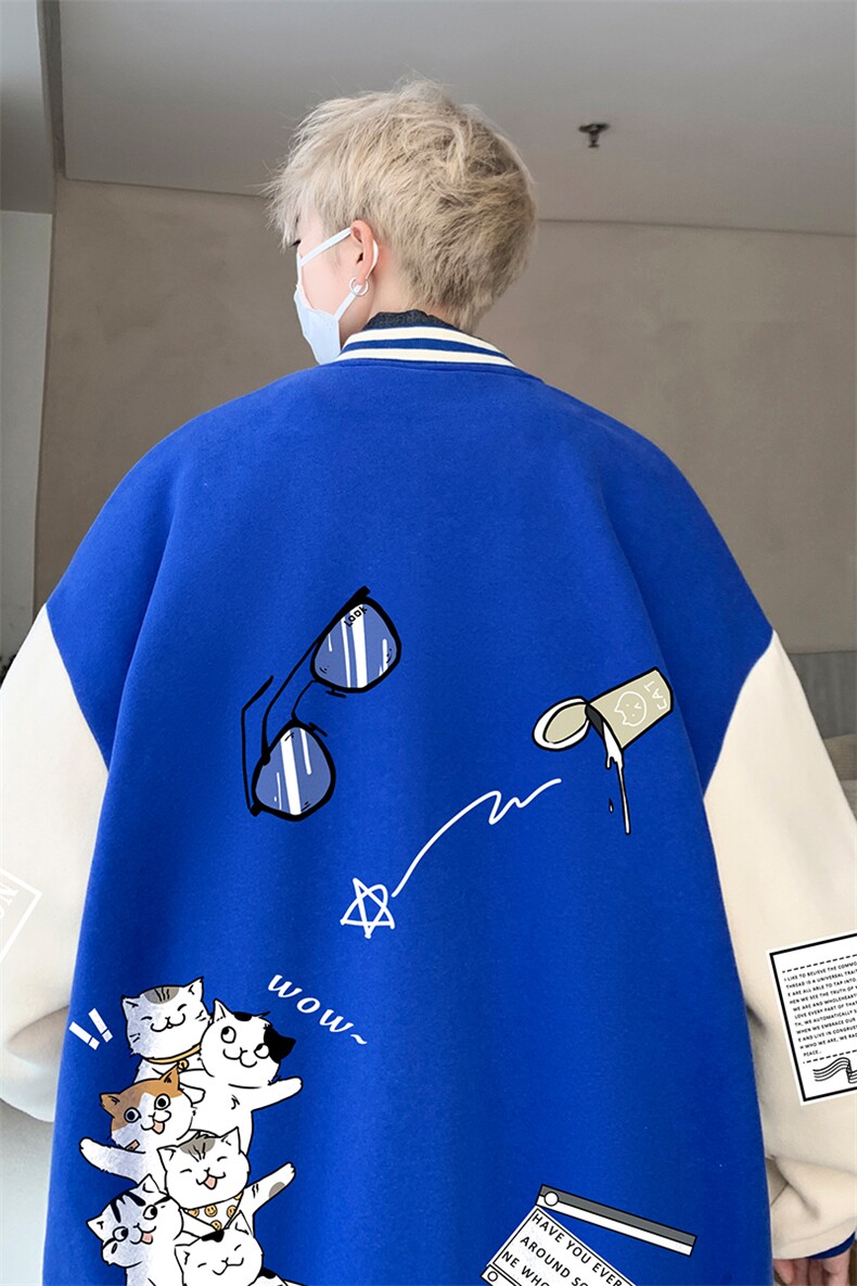 摇粒绒棒球服男大码开衫卫衣男夹克BF86115-P65,男装夹克,电商A040