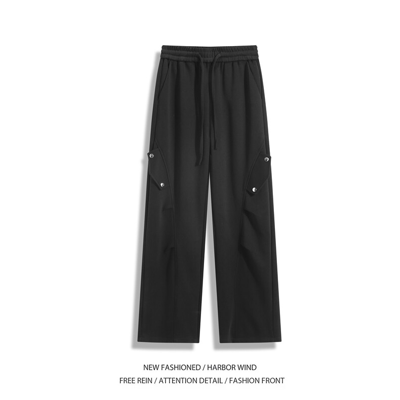 抖音品质斜切拼接压褶设计感运动休闲卫裤B315-K25362-特p40控78,男装休闲裤,电商B315