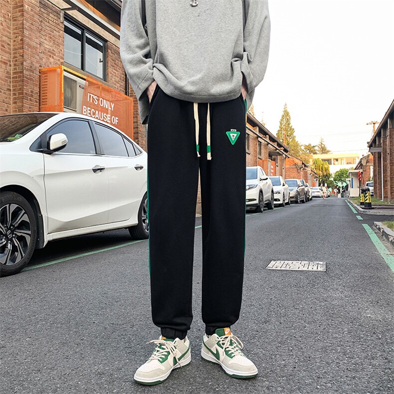 K3177-P48秋季大码潮流宽松中性男女情侣侧边织带休闲百搭卫裤,男装休闲裤,电商A009A（原A058A）