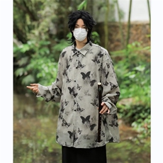 衬衫男士长袖韩版潮流印花蝴蝶夏季2024新款ins宽松外套CY845-P32，男装衬衫，星座412-3