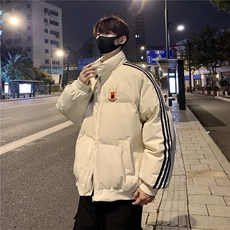 情侣冬装港风织带棉服刺绣logo棉衣休闲加厚外套男G1105P118，男装棉衣，电商A339