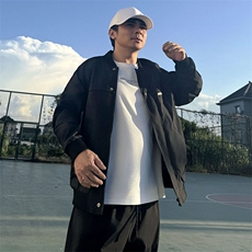 男士休闲棒球领夹克衫外套大码宽松文艺男主夹克外衣设计感Y004，男装夹克，星座115A-3